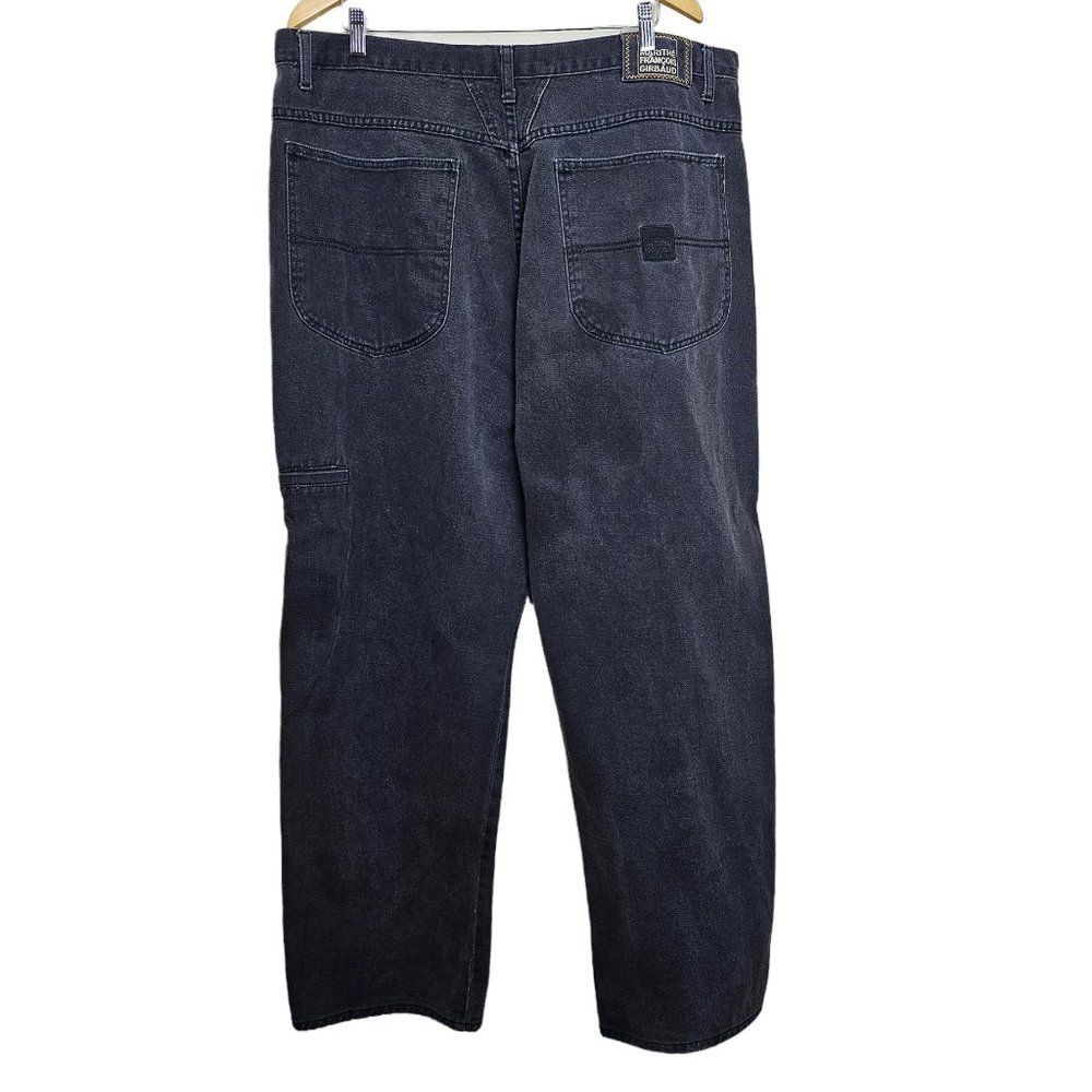 Vintage 90s Marithe Francois Girbaud Faded Baggy Wide Leg Jeans Black Size 42X30 - Picture 2 of 8